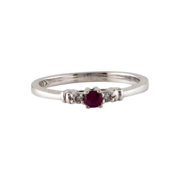 Platinum Ruby & Diamond Cocktail Ring Size: 6.75 - Picture 3 of 5